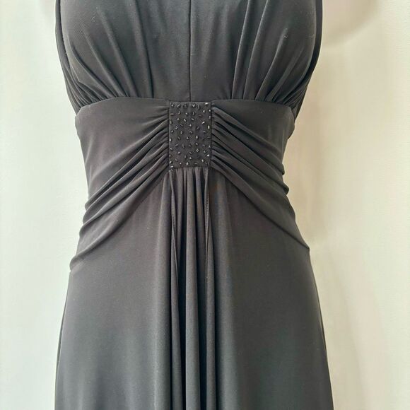 Jessica Howard formal evening black‎ halter midi dress embellished waist size 8 - Picture 4 of 11
